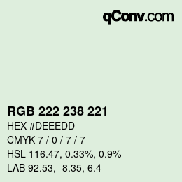 Farbcode: RGB 222 238 221 | qconv.com