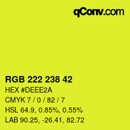 颜色代码: RGB 222 238 42 | qconv.com
