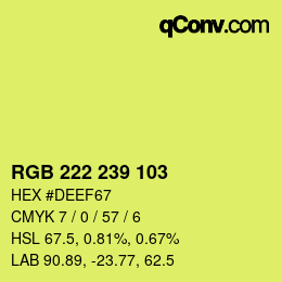 Color code: RGB 222 239 103 | qconv.com