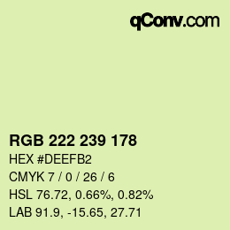 Color code: RGB 222 239 178 | qconv.com