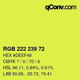 Color code: RGB 222 239 72 | qconv.com