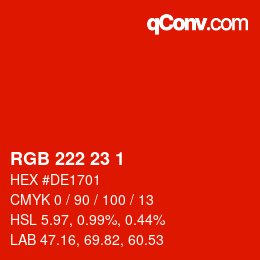 Color code: RGB 222 23 1 | qconv.com