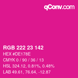 Color code: RGB 222 23 142 | qconv.com