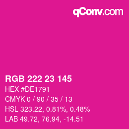 カラーコード: RGB 222 23 145 | qconv.com