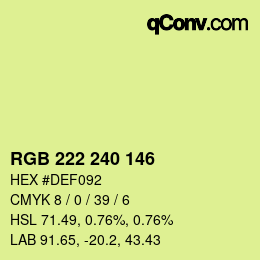 Color code: RGB 222 240 146 | qconv.com