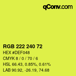 Farbcode: RGB 222 240 72 | qconv.com