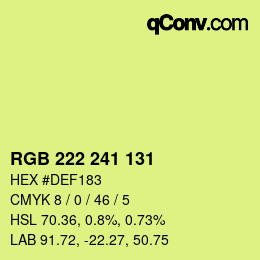 Farbcode: RGB 222 241 131 | qconv.com