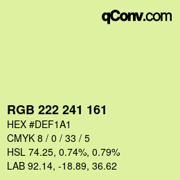 Color code: RGB 222 241 161 | qconv.com