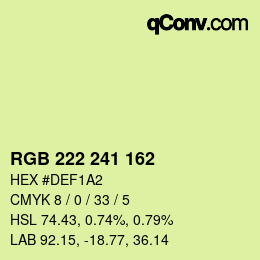 Color code: RGB 222 241 162 | qconv.com