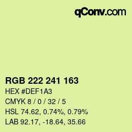 Color code: RGB 222 241 163 | qconv.com