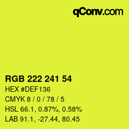 カラーコード: RGB 222 241 54 | qconv.com