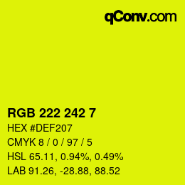 Color code: RGB 222 242 7 | qconv.com