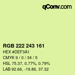 Color code: RGB 222 243 161 | qconv.com