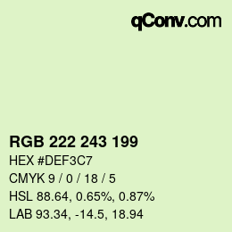 Color code: RGB 222 243 199 | qconv.com