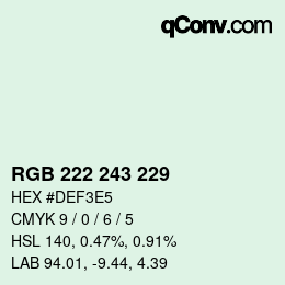 Color code: RGB 222 243 229 | qconv.com