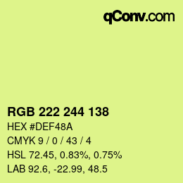 Color code: RGB 222 244 138 | qconv.com