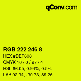 Color code: RGB 222 246 8 | qconv.com