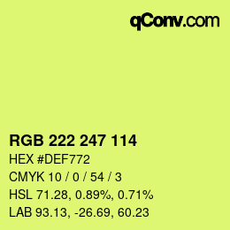 Color code: RGB 222 247 114 | qconv.com