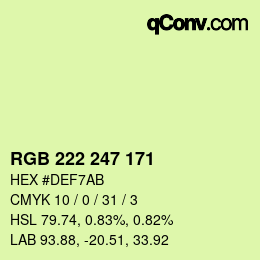 Color code: RGB 222 247 171 | qconv.com