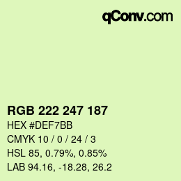 Color code: RGB 222 247 187 | qconv.com