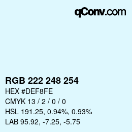 Código de color: RGB 222 248 254 | qconv.com