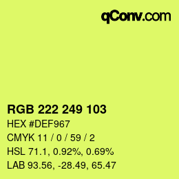 Color code: RGB 222 249 103 | qconv.com