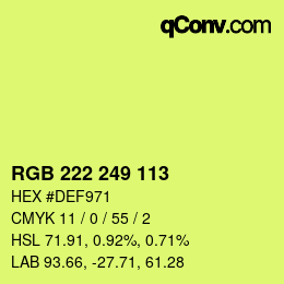 Color code: RGB 222 249 113 | qconv.com