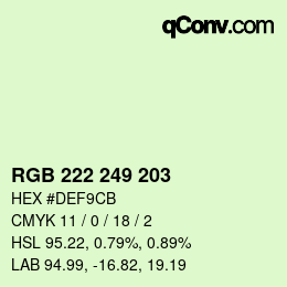 Color code: RGB 222 249 203 | qconv.com