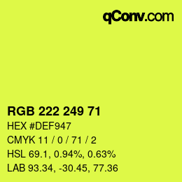 Color code: RGB 222 249 71 | qconv.com