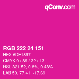 カラーコード: RGB 222 24 151 | qconv.com