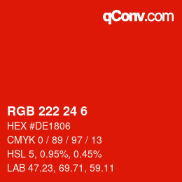 Color code: RGB 222 24 6 | qconv.com