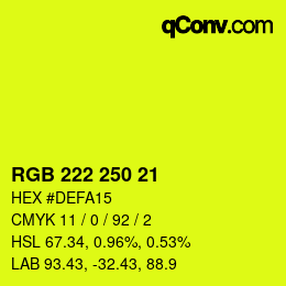 Color code: RGB 222 250 21 | qconv.com