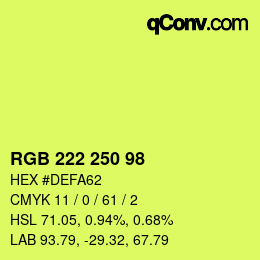 Color code: RGB 222 250 98 | qconv.com