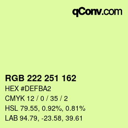 Color code: RGB 222 251 162 | qconv.com