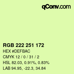 Color code: RGB 222 251 172 | qconv.com