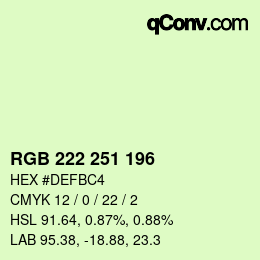 Color code: RGB 222 251 196 | qconv.com