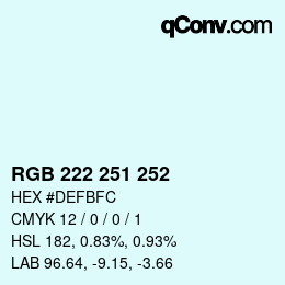 Color code: RGB 222 251 252 | qconv.com