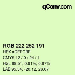 Color code: RGB 222 252 191 | qconv.com