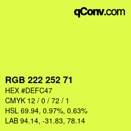 Color code: RGB 222 252 71 | qconv.com