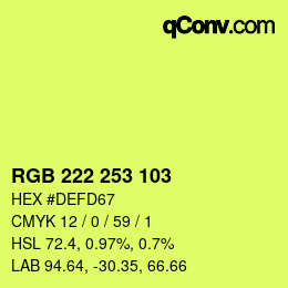 カラーコード: RGB 222 253 103 | qconv.com