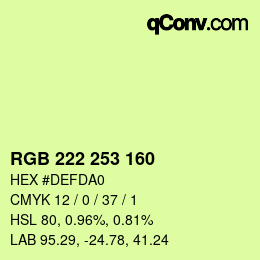 Color code: RGB 222 253 160 | qconv.com