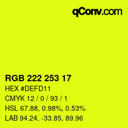 Color code: RGB 222 253 17 | qconv.com