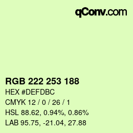Color code: RGB 222 253 188 | qconv.com