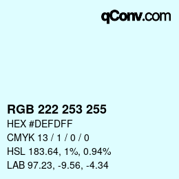 カラーコード: RGB 222 253 255 | qconv.com