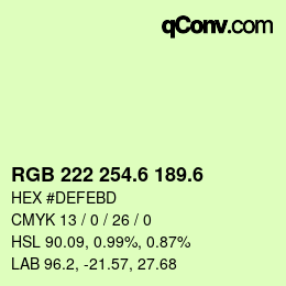 カラーコード: RGB 222 254.6 189.6 | qconv.com