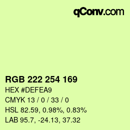 Farbcode: RGB 222 254 169 | qconv.com