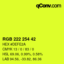颜色代码: RGB 222 254 42 | qconv.com