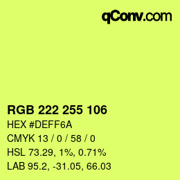 Color code: RGB 222 255 106 | qconv.com