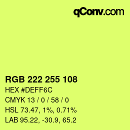 Color code: RGB 222 255 108 | qconv.com