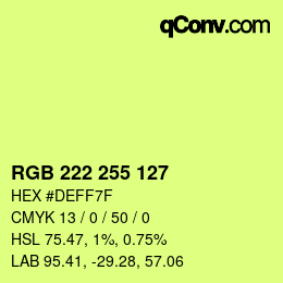 Color code: RGB 222 255 127 | qconv.com